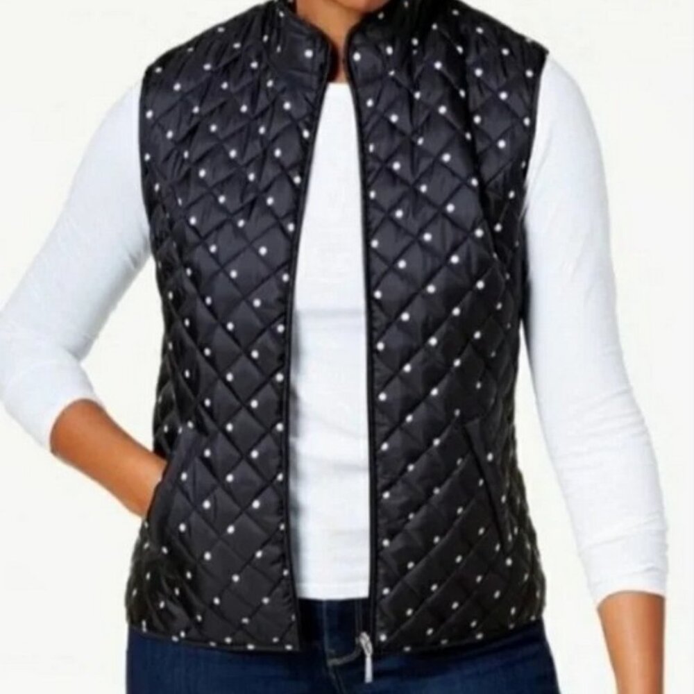 Karen Scott Polka Dot Quilted Vest Petite Large (588)